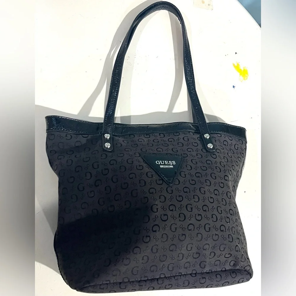 Black Guess monogram shoulder bag and wallet set
